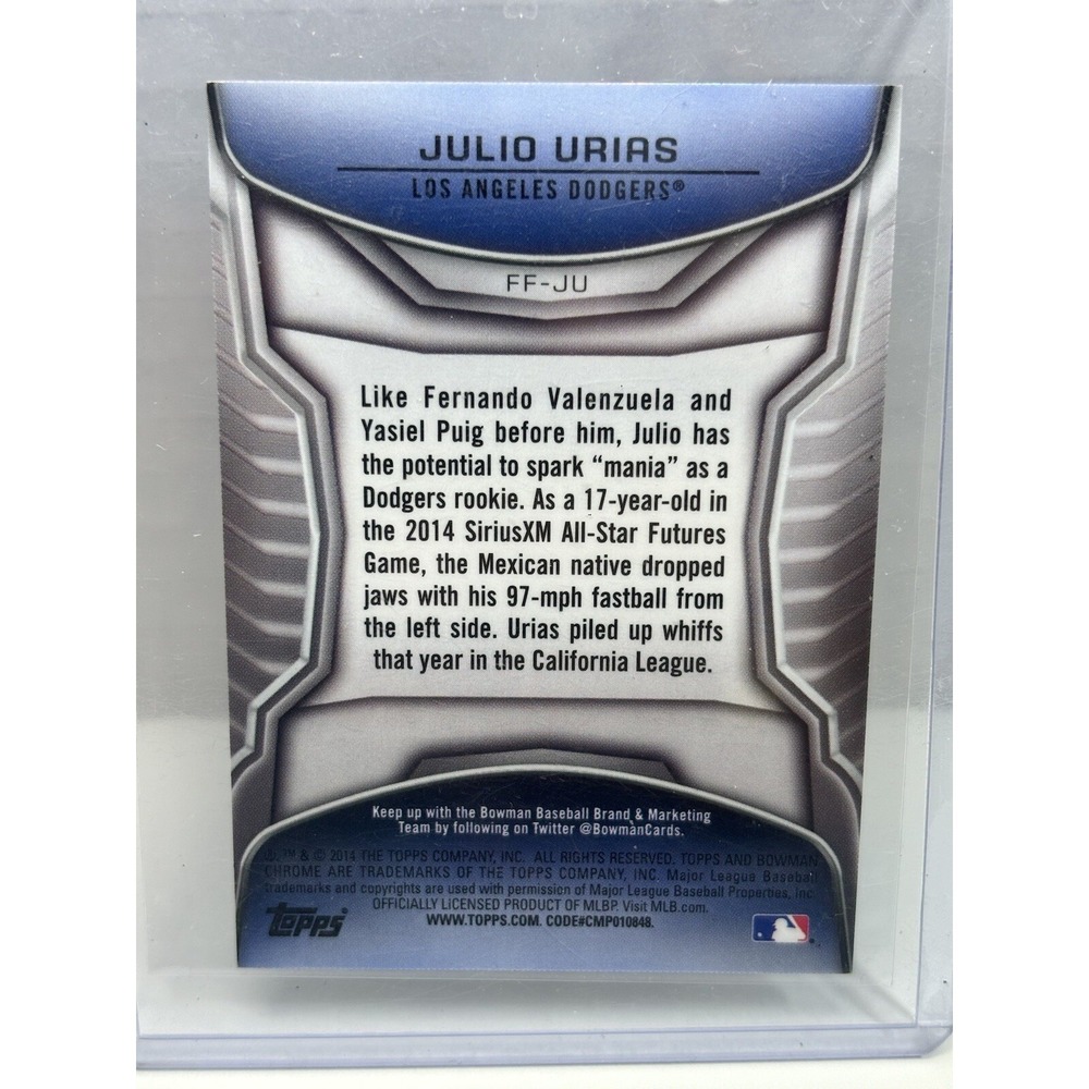 JULIO URIAS, 2014‎ BOWMAN CHROME, FUTURE OF THE FRANCHISE MINI #FF-JU, DODGERS - Picture 5 of 5